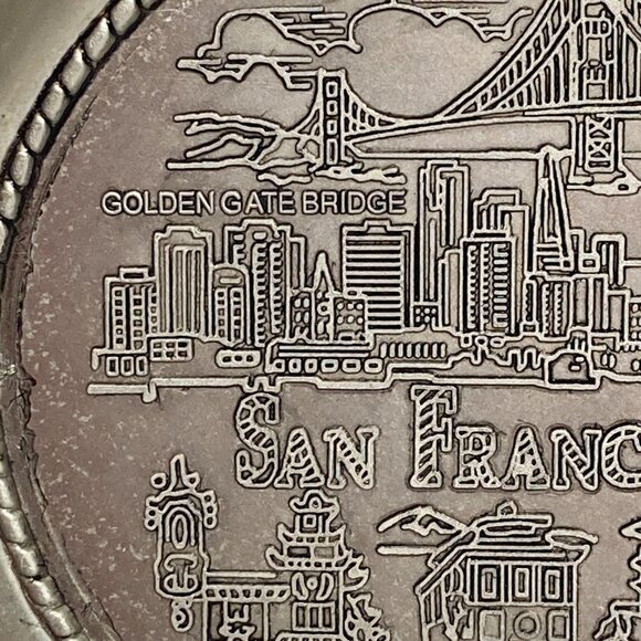 Vtg San Francisco Souvenir Ashtray Metal Golden Gate Chinatown Cable Cars Cliff - Picture 8 of 13